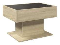 Mesa de centro y LED madera ingeniería roble Sonoma 70x50x45 cm