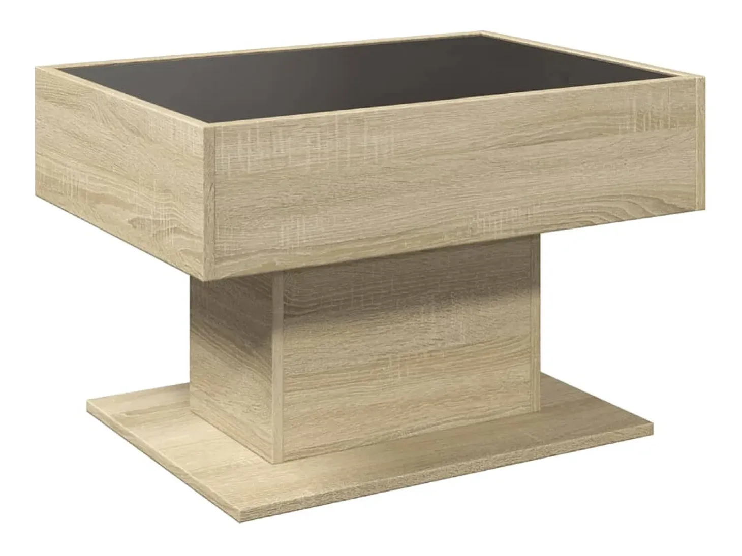 Mesa de centro y LED madera ingeniería roble Sonoma 70x50x45 cm