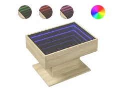 Mesa de centro y LED madera ingeniería roble Sonoma 70x50x45 cm