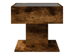 Mesa de centro y LED madera ingeniería roble ahumado 50x50x45cm
