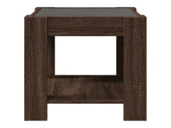 Mesa de centro y LED madera ingeniería marrón roble 53x53x45 cm