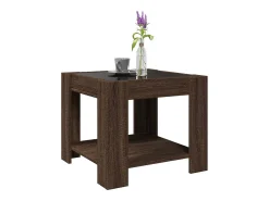 Mesa de centro y LED madera ingeniería marrón roble 53x53x45 cm