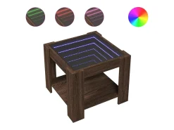 Mesa de centro y LED madera ingeniería marrón roble 53x53x45 cm