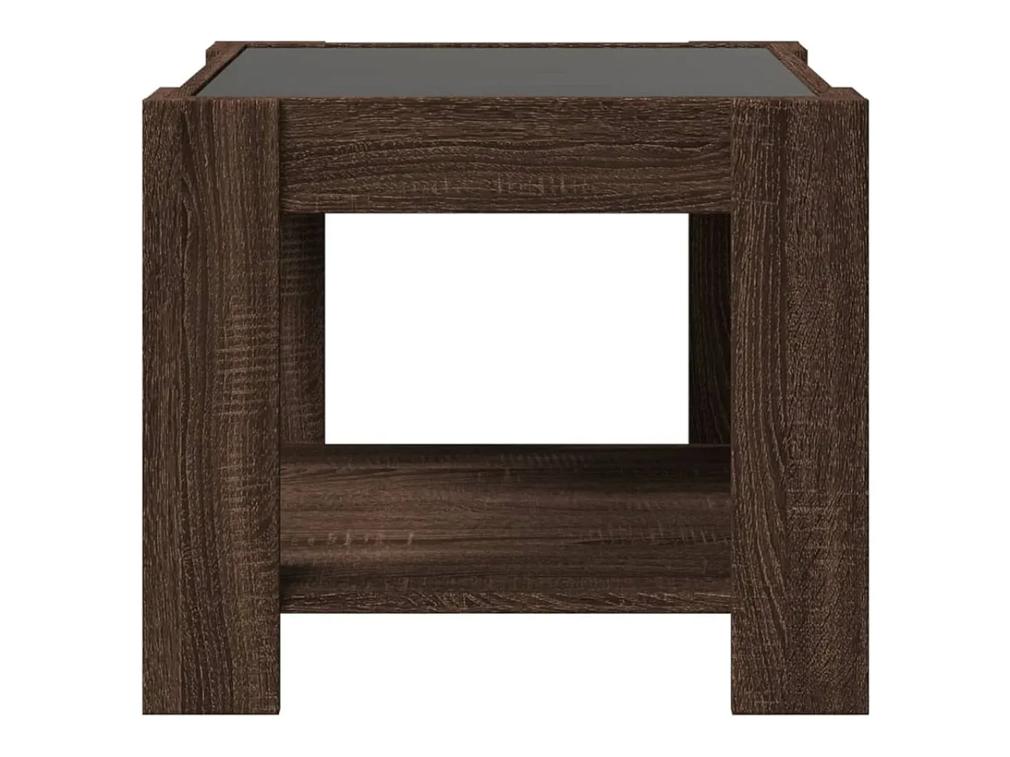 Mesa de centro y LED madera ingeniería marrón roble 53x53x45 cm