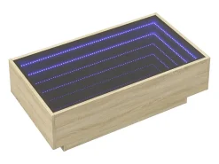 Mesa de centro y LED madera ingeniería roble Sonoma 90x50x30 cm