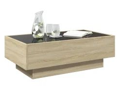 Mesa de centro y LED madera ingeniería roble Sonoma 90x50x30 cm