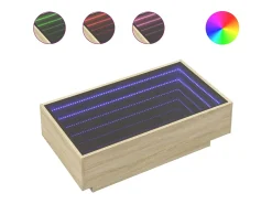 Mesa de centro y LED madera ingeniería roble Sonoma 90x50x30 cm