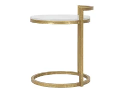 Mesa de centro y sofá redondo de metal dorado con superficie de mármol blanco Round