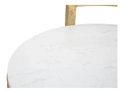 Mesa de centro y sofá redondo de metal dorado con superficie de mármol blanco Round