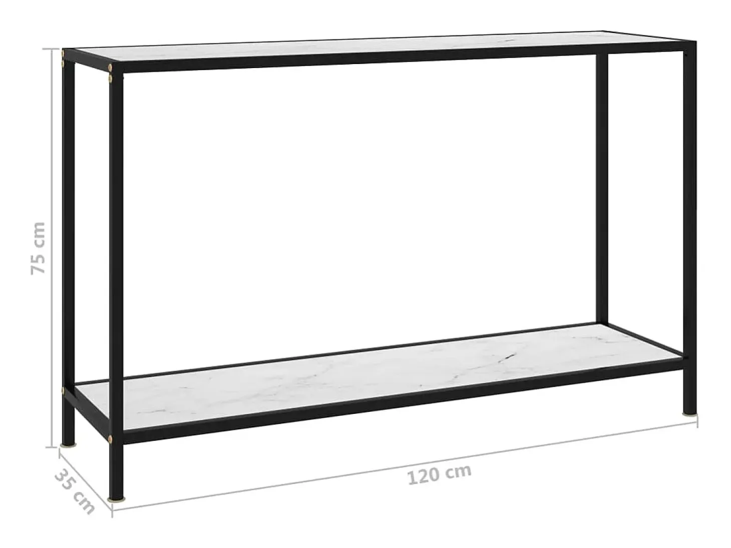 Mesa de consola blanco vidrio templado 120x35x75 cm