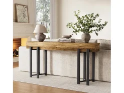 Mesa de consola de 160 cm para entrada, mesa industrial detrás del sofá
