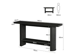 Mesa de consola estrecha de 140 cm con estante de almacenamiento, mesa de sofá rústica para entrada