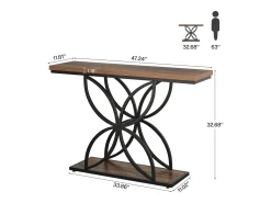 Mesa de consola industrial para entrada, mesa baja con patas en forma de mariposa de metal único