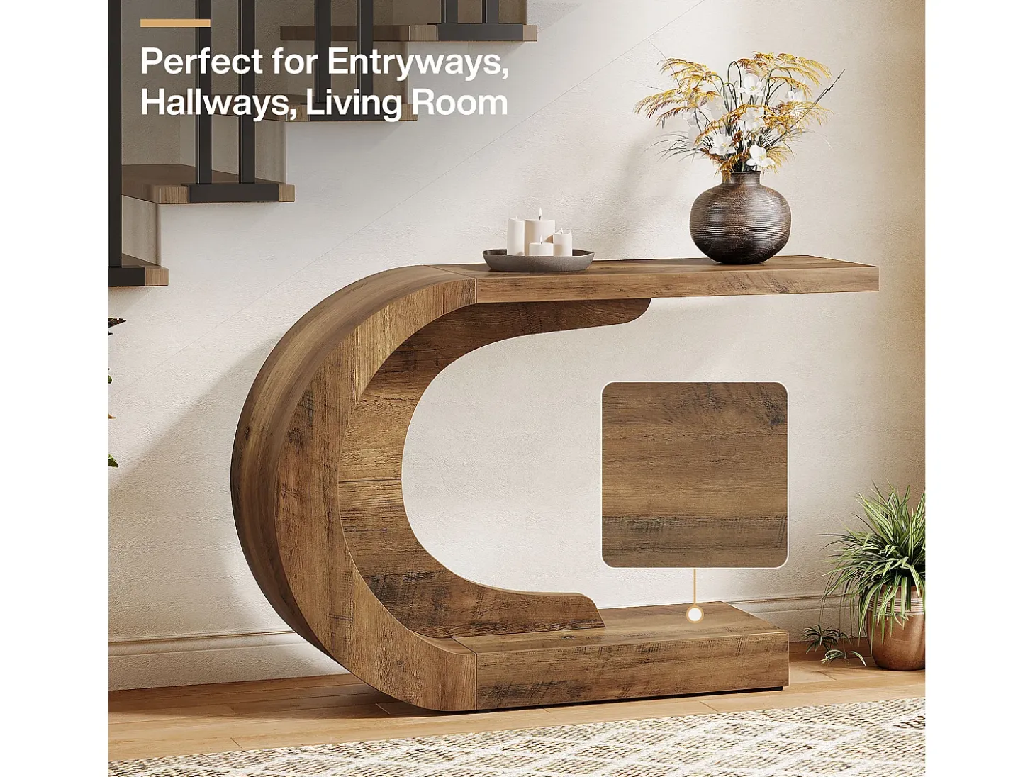 Mesa de consola, Mesa de comedor vintage, 110 x 35 x 75 cm, Mueble de consola para la entrada