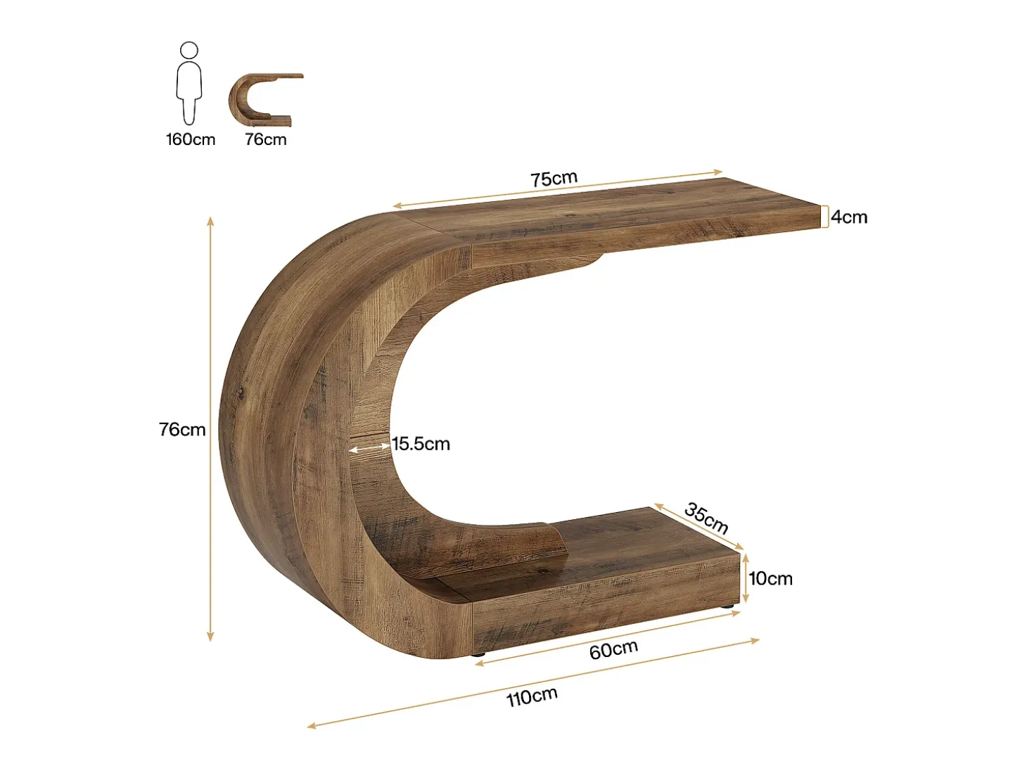 Mesa de consola, Mesa de comedor vintage, 110 x 35 x 75 cm, Mueble de consola para la entrada