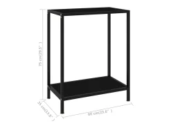 Mesa de consola negro vidrio templado 60x35x75 cm