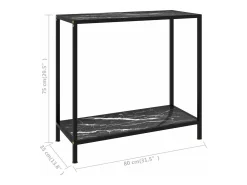 Mesa de consola negro vidrio templado 80x35x75 cm