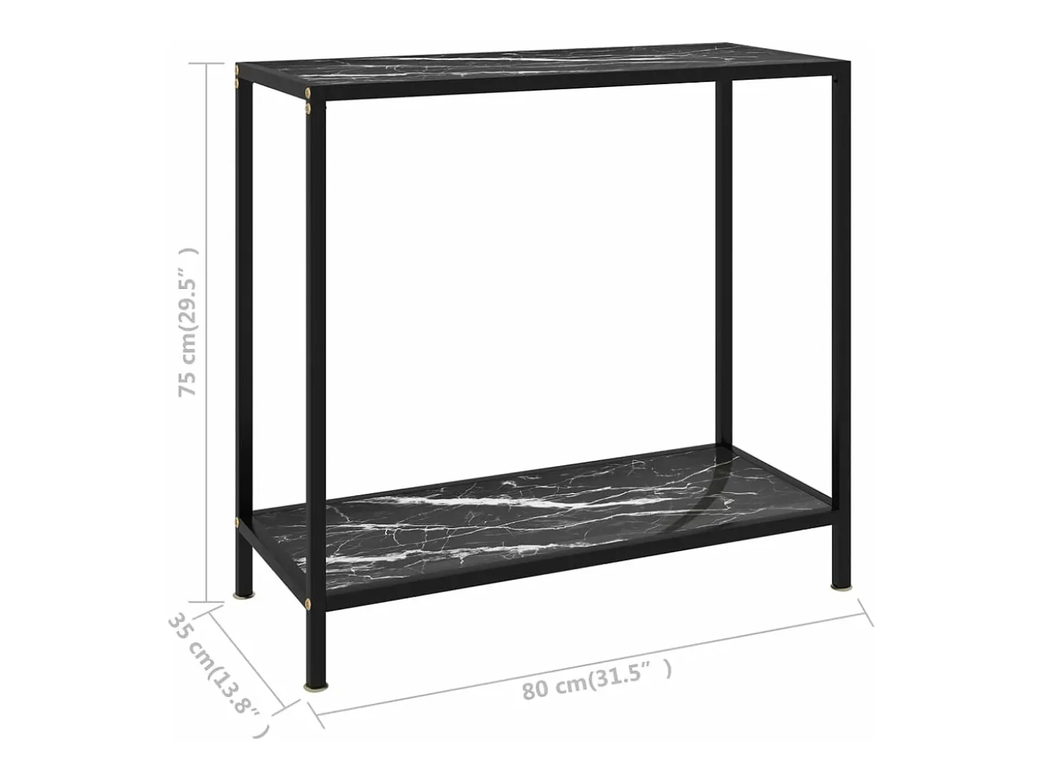 Mesa de consola negro vidrio templado 80x35x75 cm