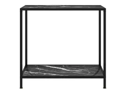 Mesa de consola negro vidrio templado 80x35x75 cm