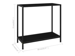 Mesa de consola negro vidrio templado 80x35x75 cm