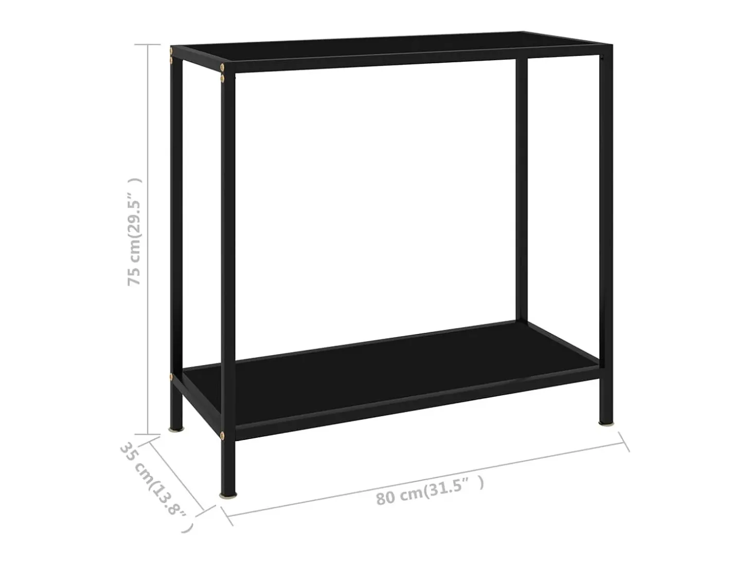 Mesa de consola negro vidrio templado 80x35x75 cm