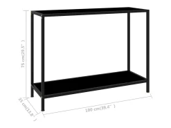 Mesa de consola negro vidrio templado 100x35x75 cm