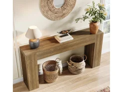 Mesa de consola rectangular de 160 cm de largo, mesa de entrada rectangular detrás del sofá