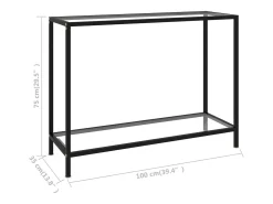 Mesa de consola transparente vidrio templado 100x35x75 cm