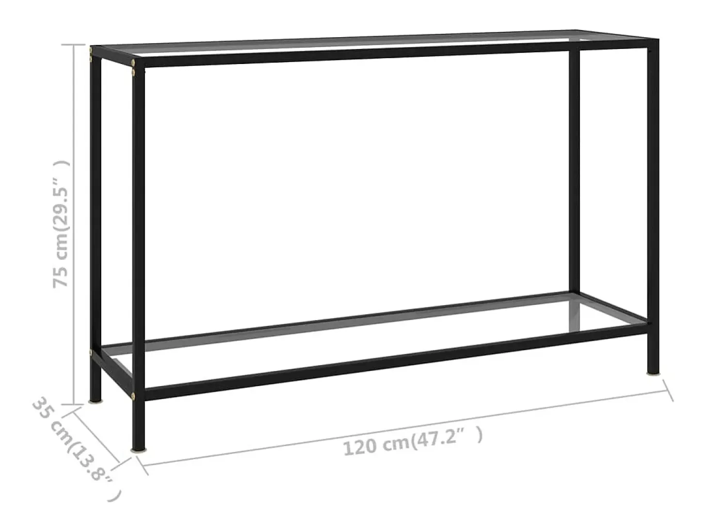 Mesa de consola transparente vidrio templado 120x35x75 cm