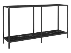 Mesa de consola vidrio templado negro 140x35x75,5 cm