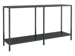 Mesa de consola vidrio templado negro 140x35x75,5 cm