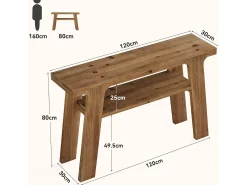 Mesa de entrada de consola de madera maciza, mesa de sofá pequeña rústica de 120 cm con almacenamiento de 2 niveles