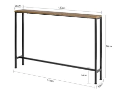 Mesa de Entrada Recibidor Mesa de Consola MDF y Hierro 120 x 80 x 20 cm FSB19-XL-N SoBuy ES