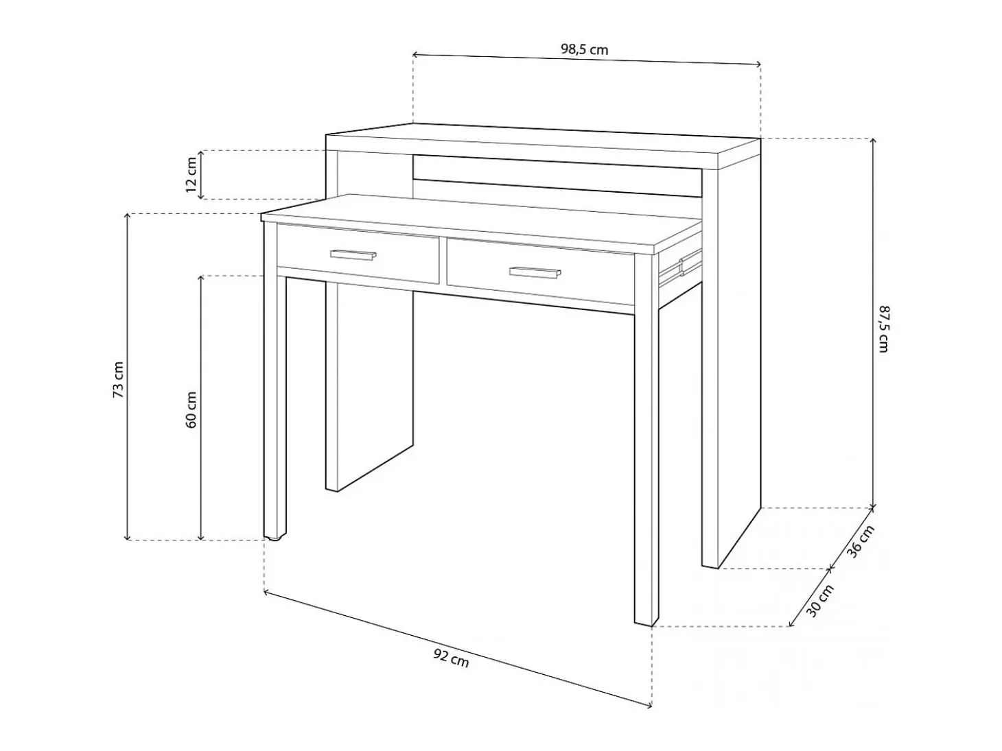 Mesa de escritorio extensible Zira Blanco Artik (Blanco Mate)