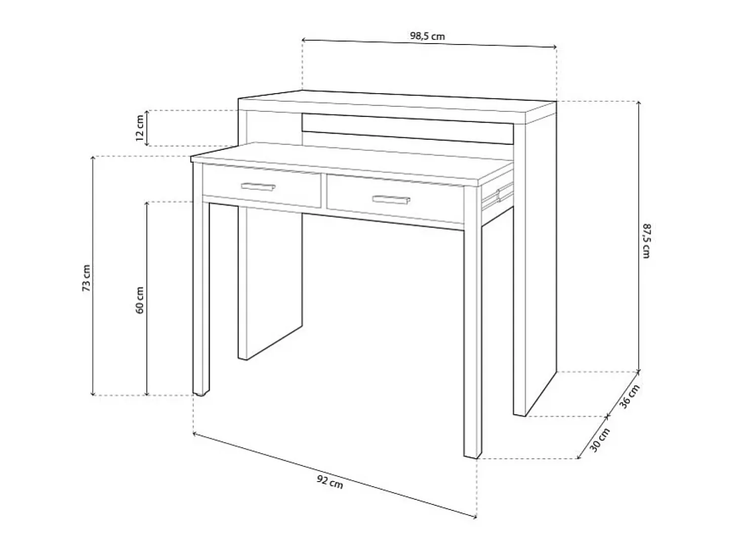 Mesa de escritorio extensible Zira Blanco Artik (Blanco Mate)