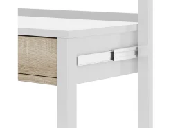 Mesa de escritorio extensible Zira Blanco Artik (Blanco Mate) - Roble Canadian