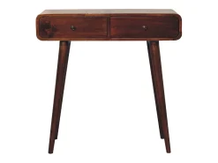 Mesa de pasillo curvada en castaño de Artisan Furniture, 2 cajones, marrón