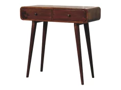 Mesa de pasillo curvada en castaño de Artisan Furniture, 2 cajones, marrón