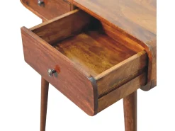 Mesa de pasillo curvada en castaño de Artisan Furniture, 2 cajones, marrón