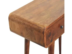Mesa de pasillo curvada en castaño de Artisan Furniture, 2 cajones, marrón