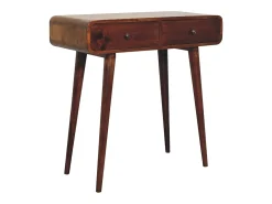 Mesa de pasillo curvada en castaño de Artisan Furniture, 2 cajones, marrón