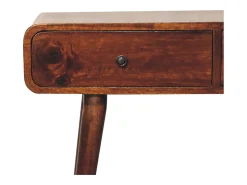 Mesa de pasillo curvada en castaño de Artisan Furniture, 2 cajones, marrón