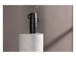 Mesa de rincón York Ø30cm pedestal gris.