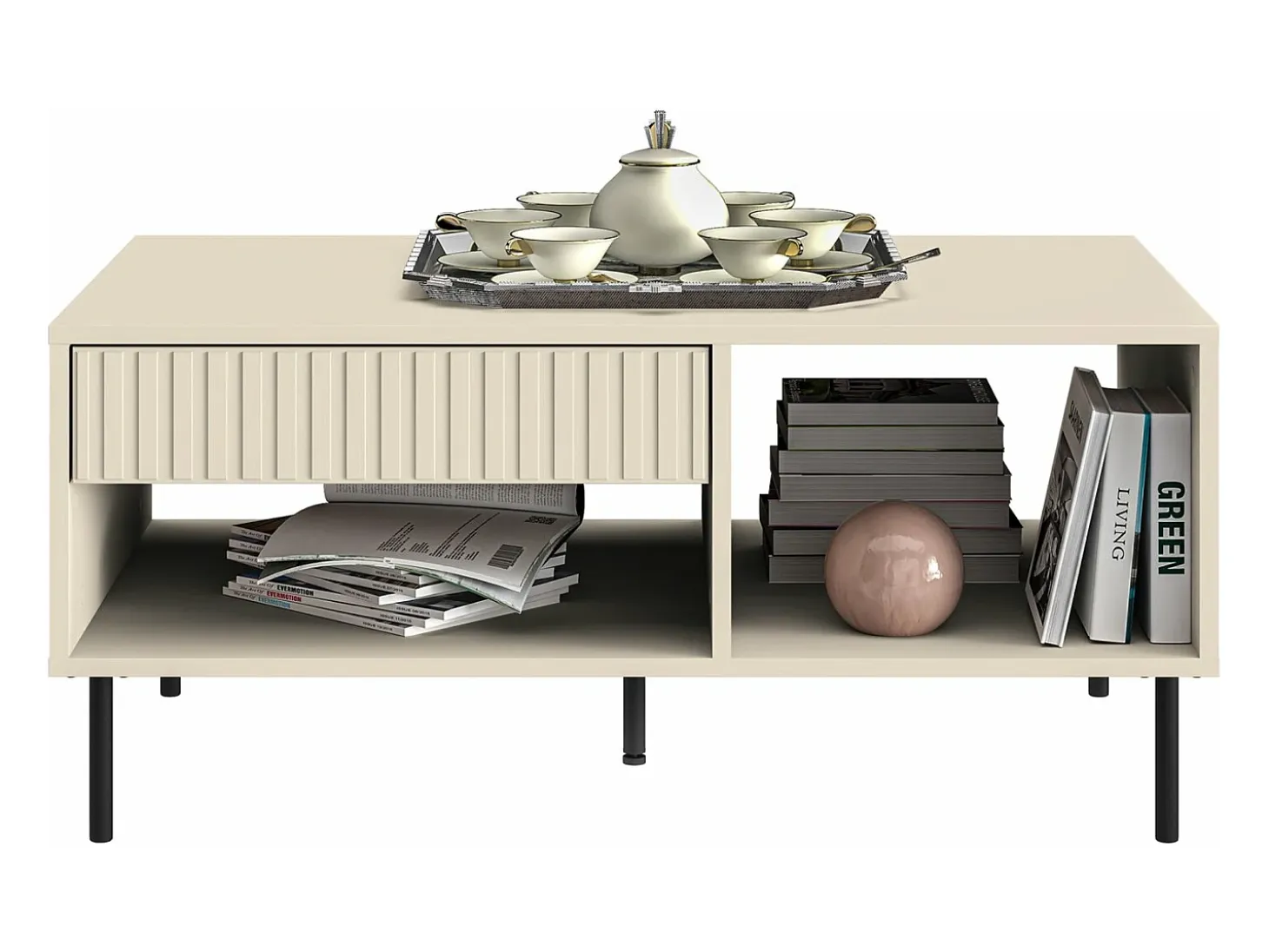 Mesa de salón rectangular - 100 cm - Beige - CALETTO