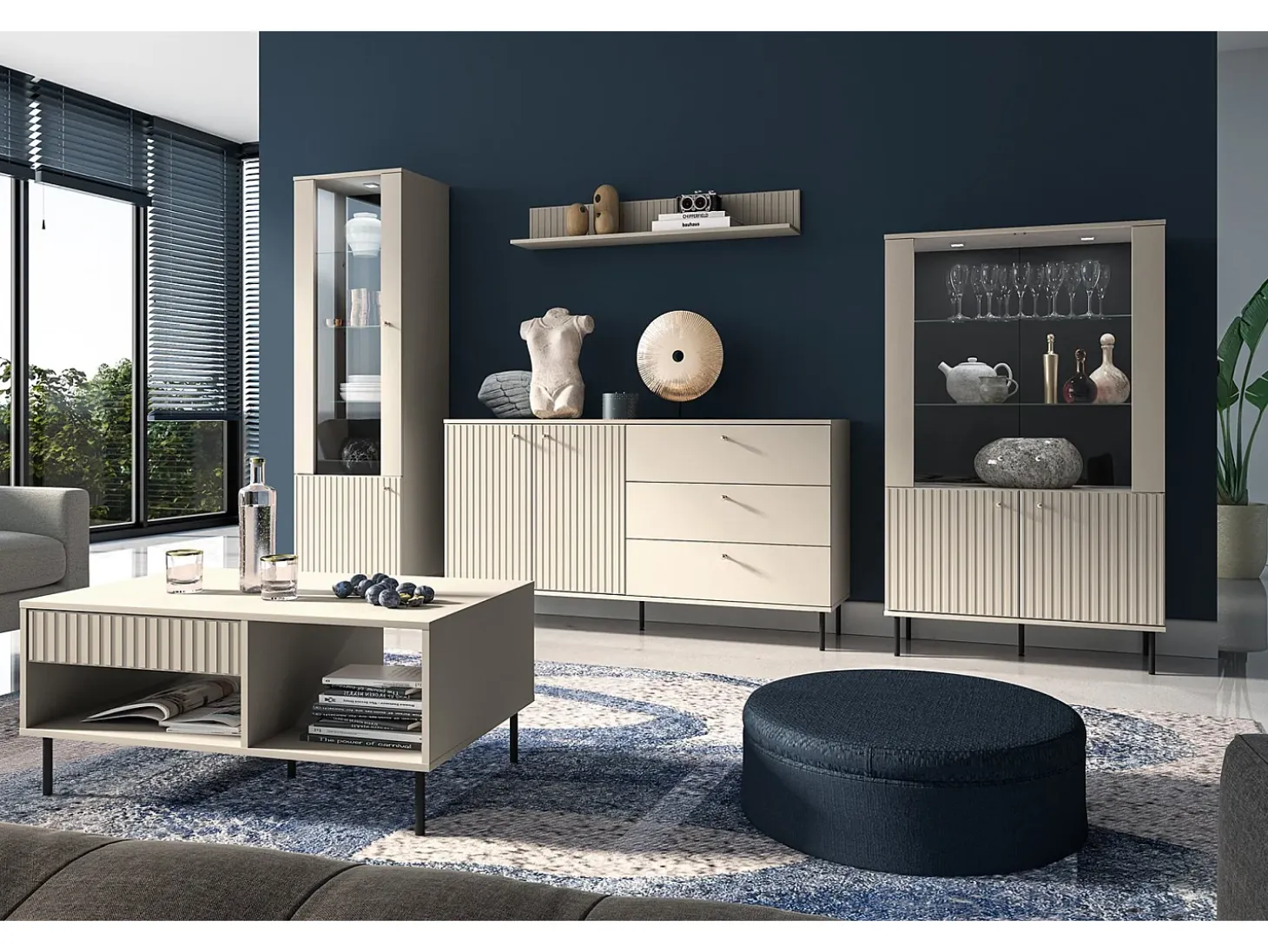 Mesa de salón rectangular - 100 cm - Beige - CALETTO