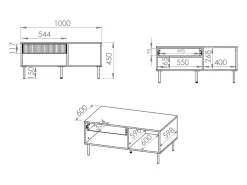 Mesa de salón rectangular - 100 cm - Beige - CALETTO