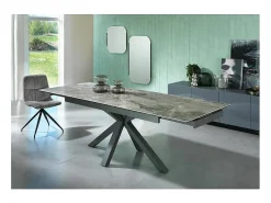Mesa extensible de 160cm a 240cm moderna encimera de cerámica sobre cristal templado mármol antracita