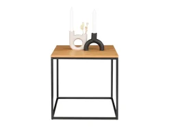 Mesa lateral de aspecto de roble con marco negro 45 x 45 x 45 cm