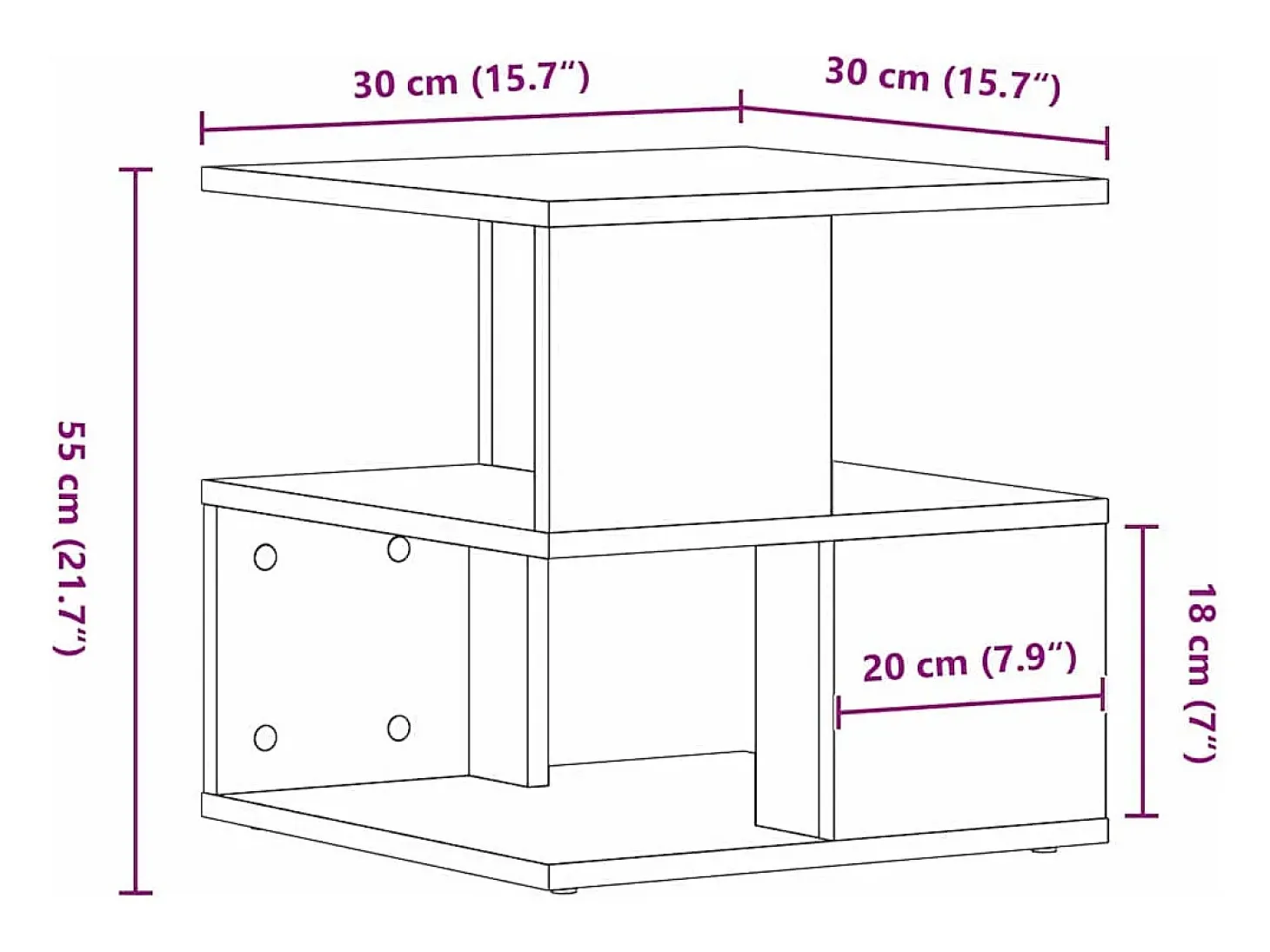 Mesa lateral Roble artisan 40 x 40 x 40 cm Madera contrachapada