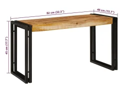 Mesa Nido 3 piezas Madera de mango maciza rugosa y un metal